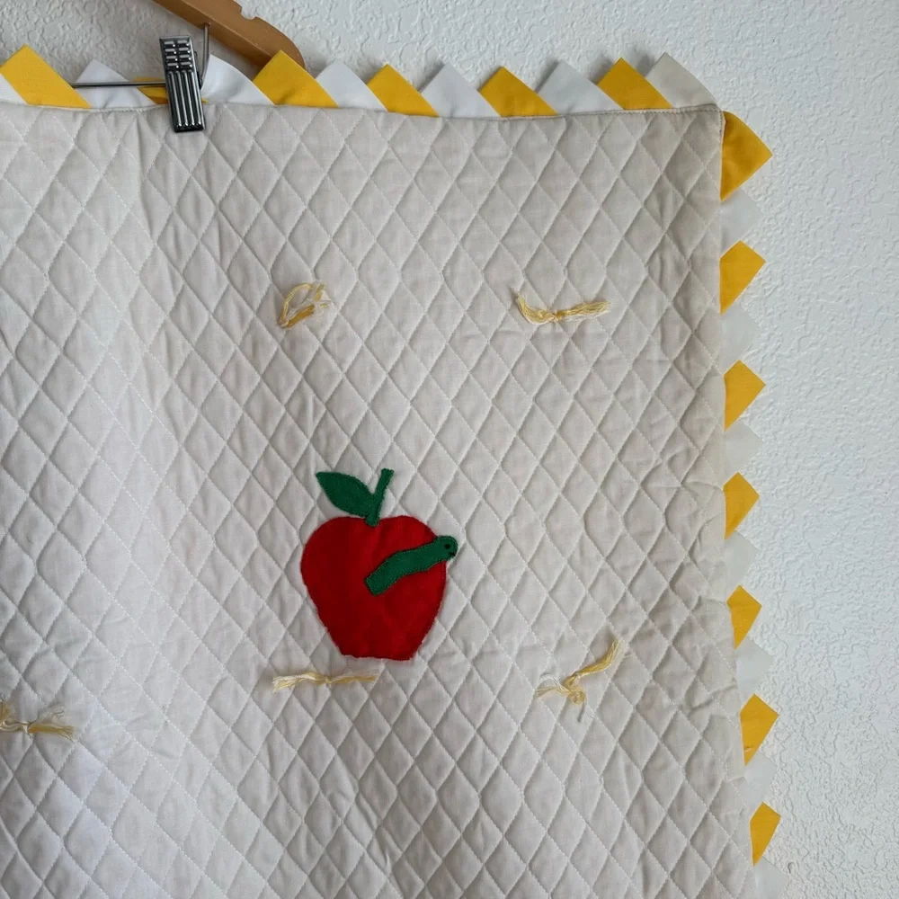 Vintage Hand Stitched Embroidered Aplique Baby Quilt Unisex